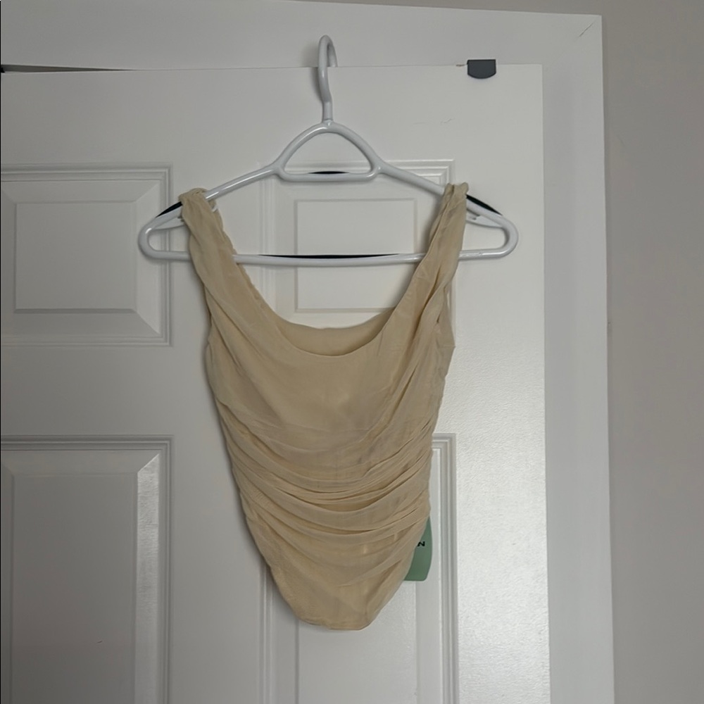 Cream Ruched Corset Top